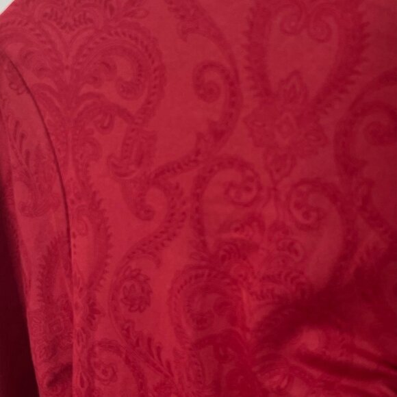 Eddie Bauer Red Brocade Print 1/4 Zip Top- Size L - Picture 4 of 4